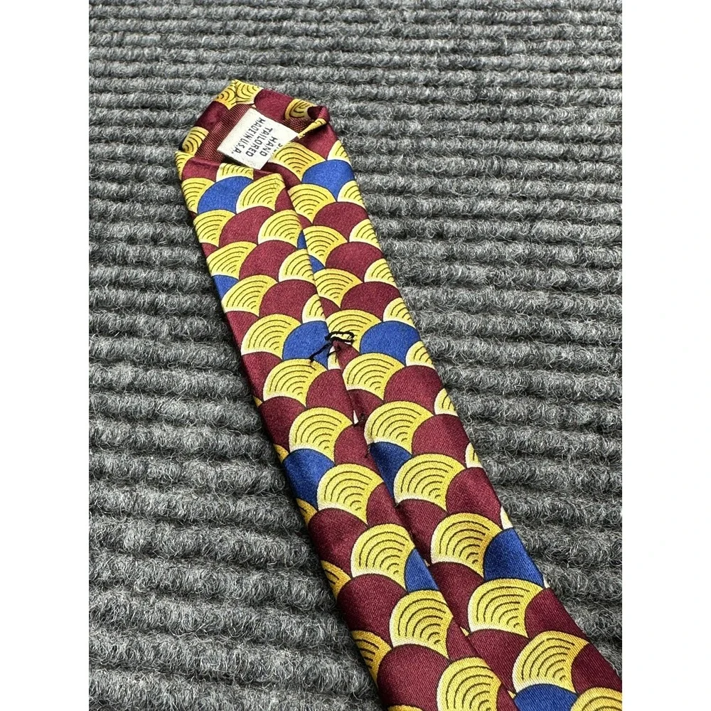 Paul Fredrick Ties Lot of 2 Mens Multicolor‎ Black Geometric Scallop Squares USA